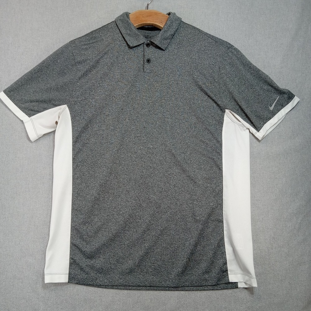 Nike Dri-FIT Golf Polo Men's L Heather Gray Athletic Fit Moisture-Wicking Shirt‎